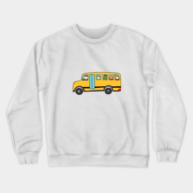 cute yellow schoolbus with happy children Crewneck Sweatshirt by wordspotrayal